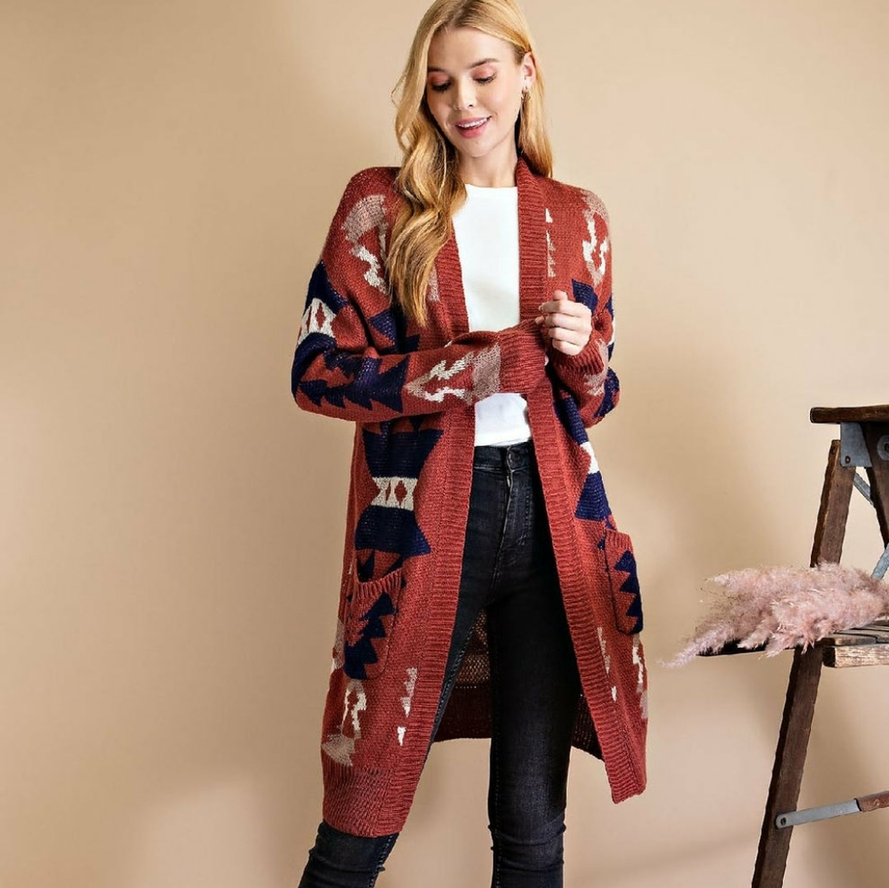 Women's Geometric Knit Cardigan Sweater NWT